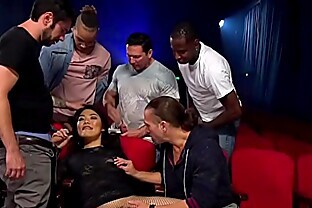 Asian hottie anal interracial gangbanged